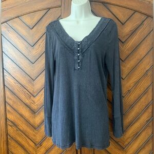 Torrid gray long sleeve knit top with lace size 12 large